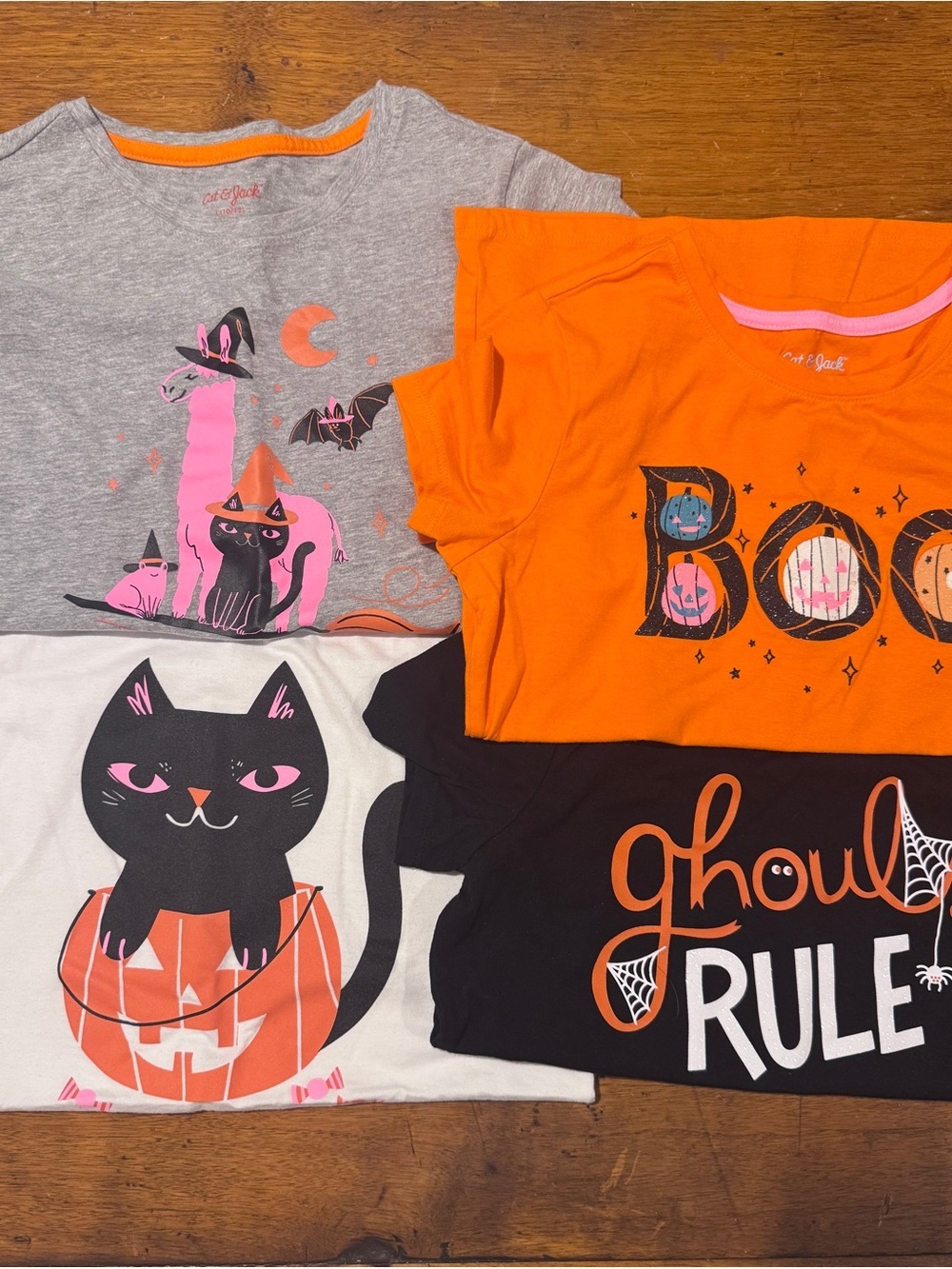 Cat & Jack Kids' Halloween Graphic Short Sleeve Tee, Bundle of Tee Shirts